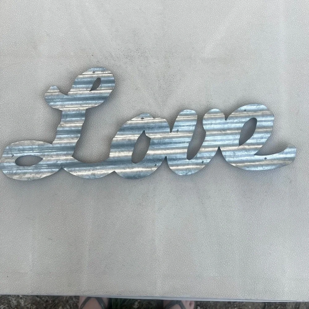 Rustic Galvanized Corrugated Metal Love‎ Wall Decor Farmhouse Sign 17 Inch